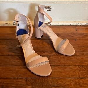 Stuart Weitzman nudist curve 75 block heel sandal